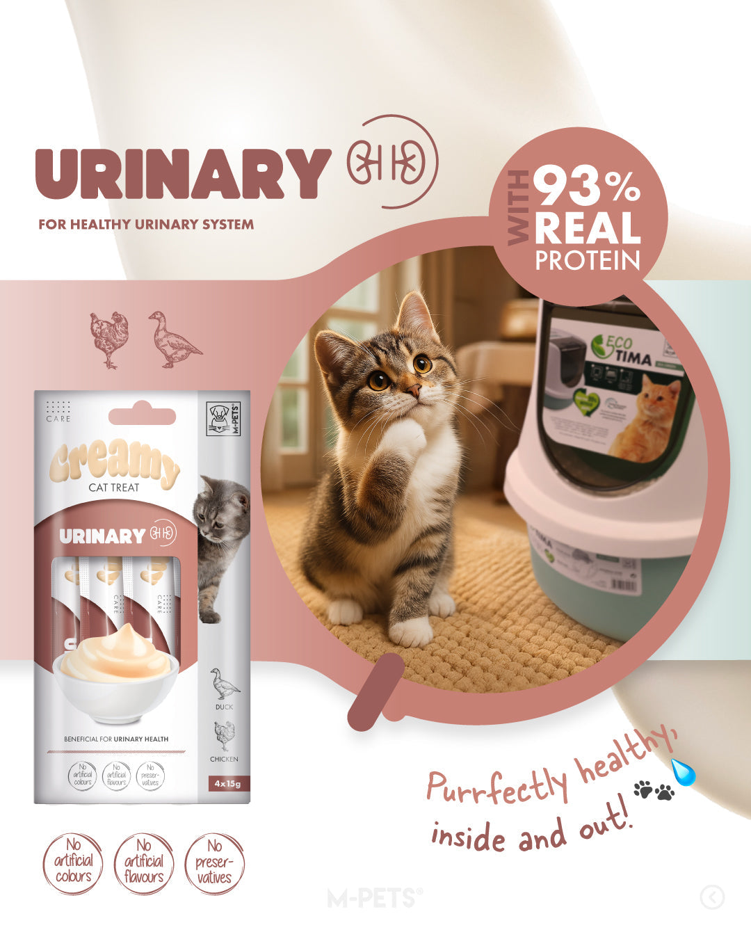 M-PETS Creamy with Functions – Cat treat – Urinary – Duck & Chicken