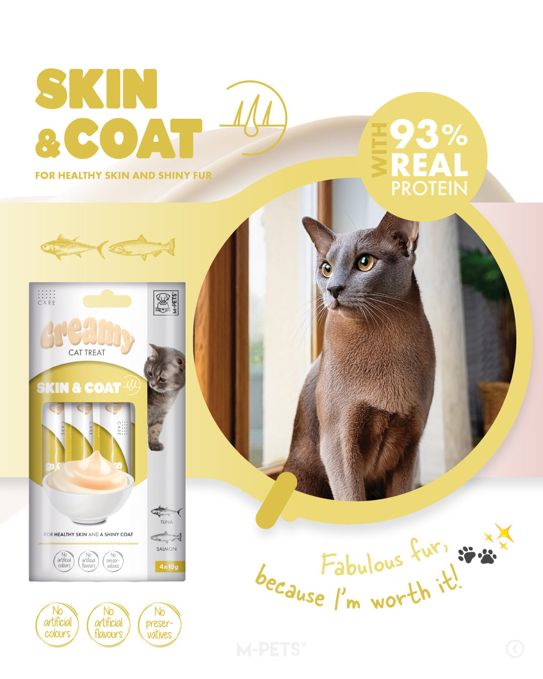 M-PETS Creamy with Functions – Cat treat – Skin & Coat – Tuna & Salmon