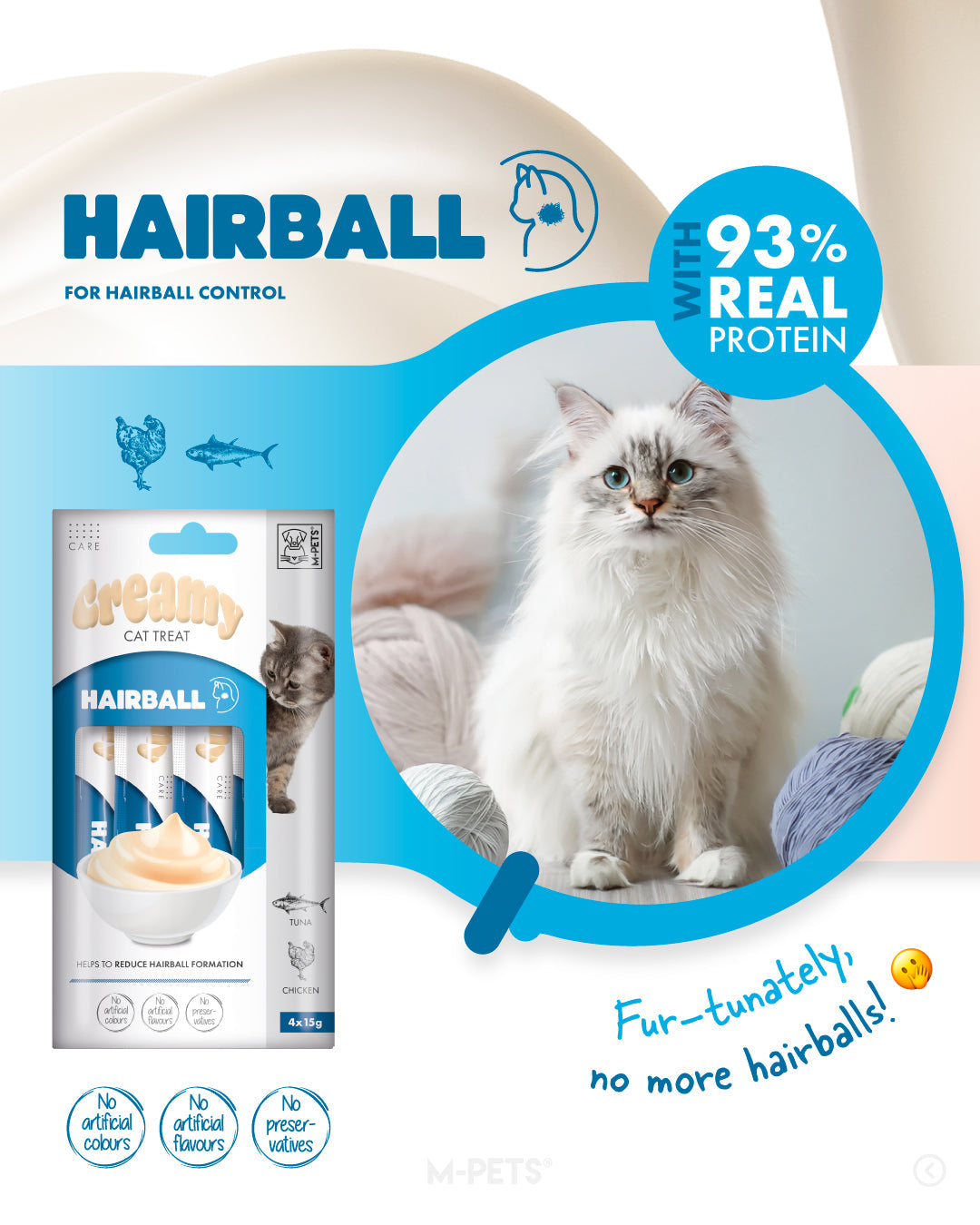 M-PETS Creamy with Functions – Cat treat – Hairball – Tuna & Chicken
