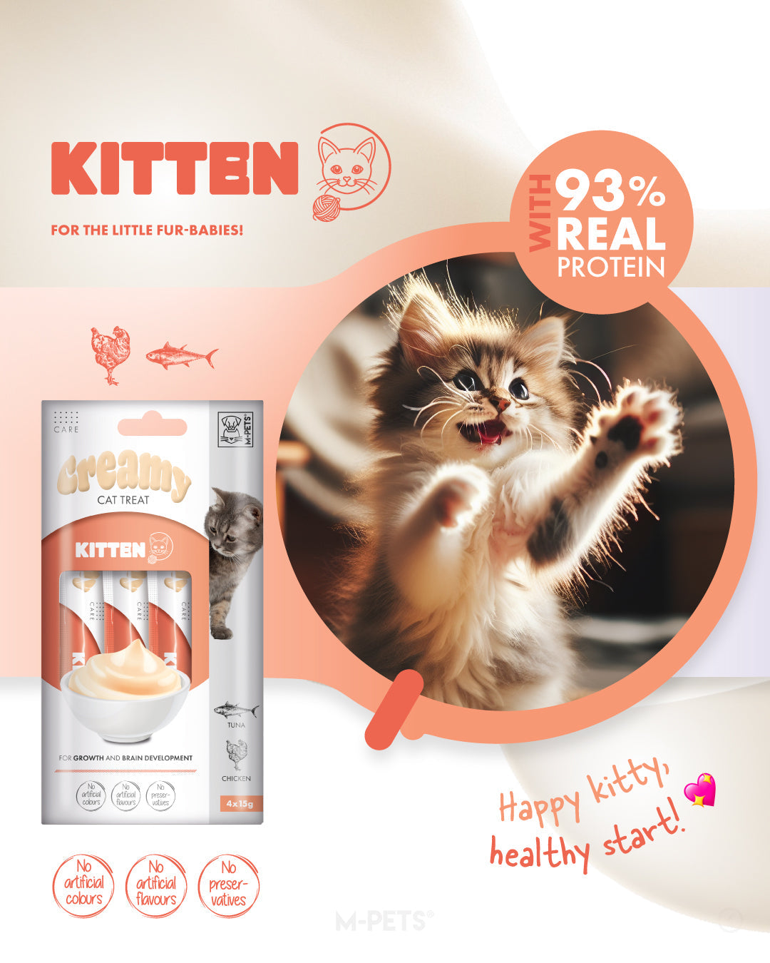 M-PETS Creamy with Functions – Cat treat – Kitten – Tuna & Chicken