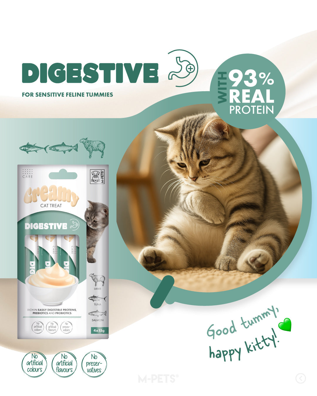 M-PETS Creamy with Functions – Cat treat – Digestive – Lamb & Tuna & Salmon