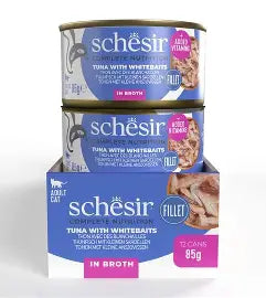 Schesir Tuna With Whitebait 85g Complete & Balanced Nutrition Wet Cat Food in Jelly Can