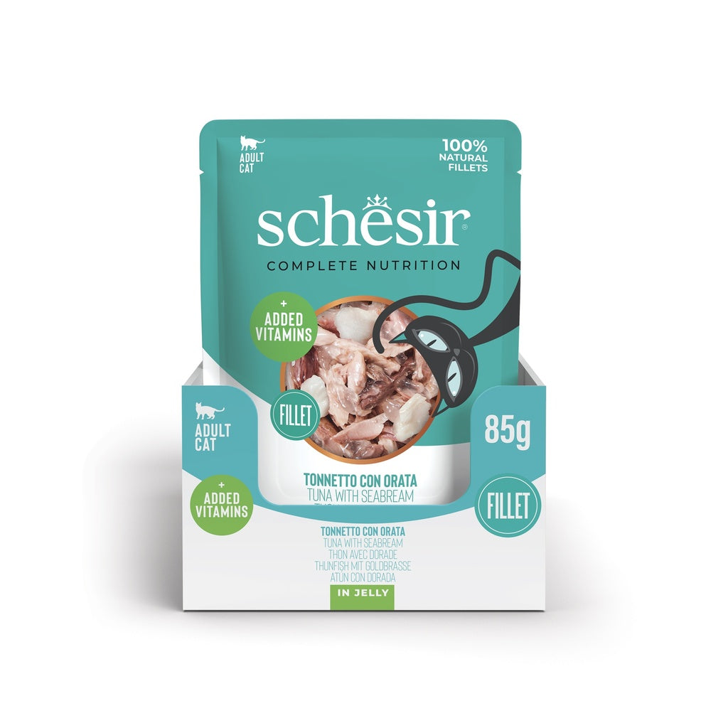 Schesir Complete & Balanced Nutrition Wet Cat Food in Jelly Pouch Tuna With Seabreem