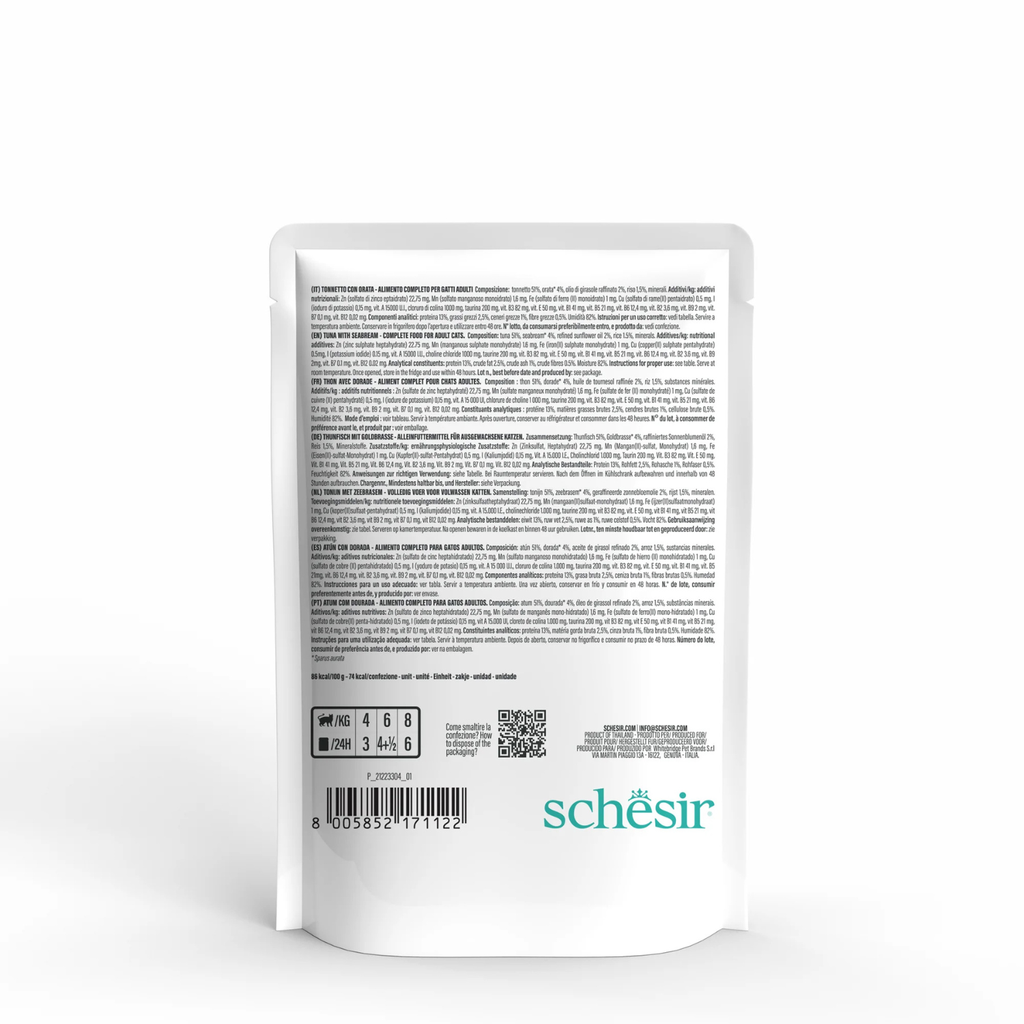 Schesir Complete & Balanced Nutrition Wet Cat Food in Jelly Pouch Tuna With Seabreem