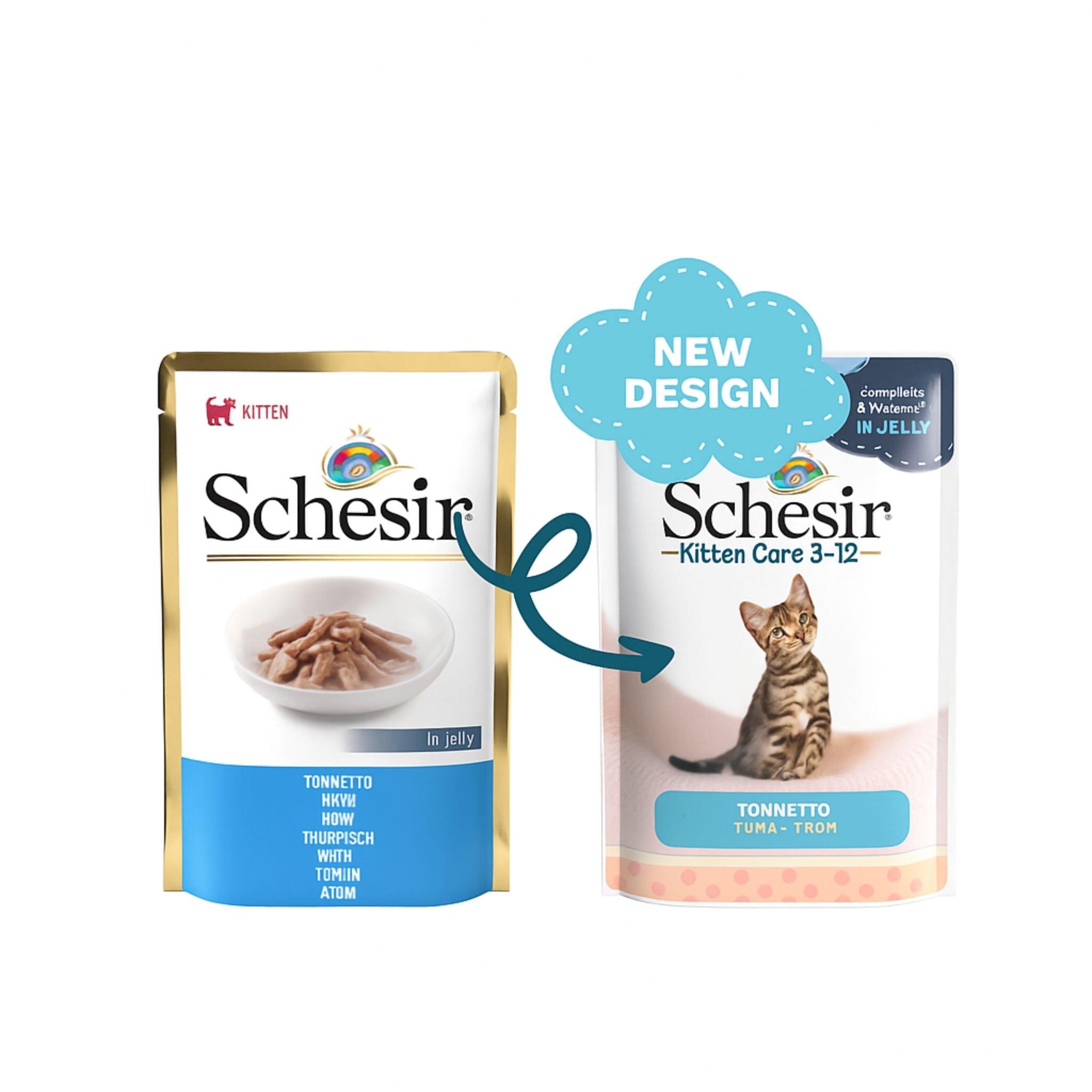 Schesir Kitten Care Pouch In Jelly 3-12 Tuna Wet Food 85g
