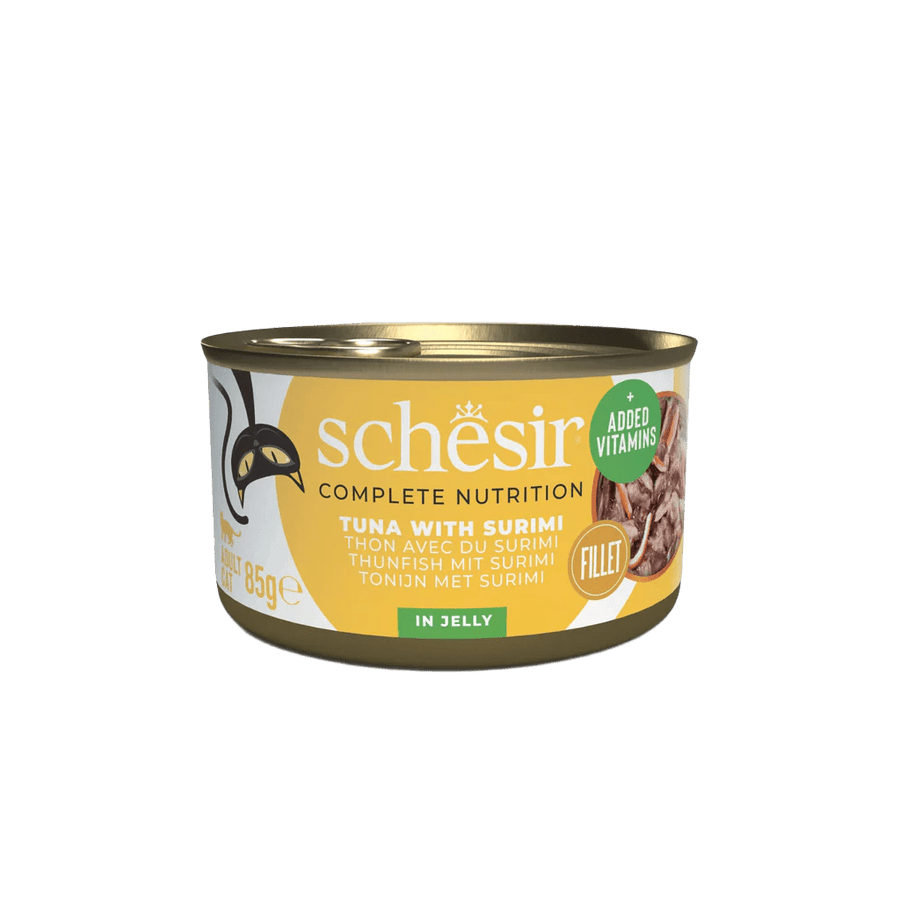 Schesir Tuna with Surimi 85g Complete & Balanced Nutrition Wet Cat Food in Jelly Can