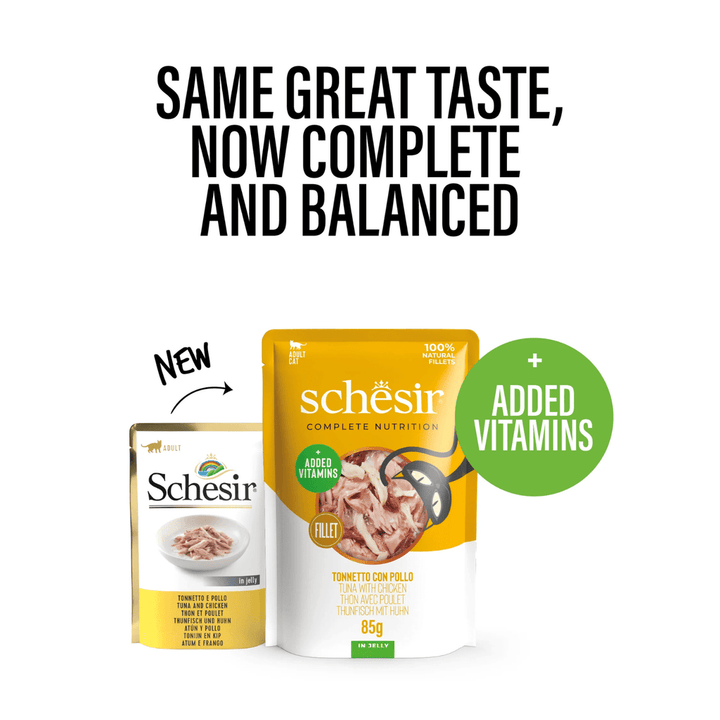 Schesir Complete & Balanced Nutrition Wet Cat Food In Jelly Pouch Tuna with Chicken