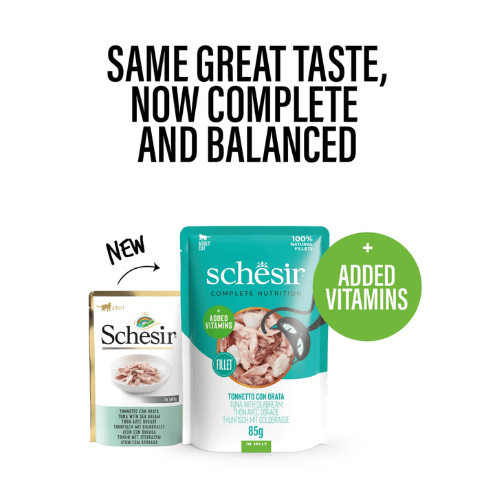 Schesir Complete & Balanced Nutrition Wet Cat Food in Jelly Pouch Tuna With Seabreem