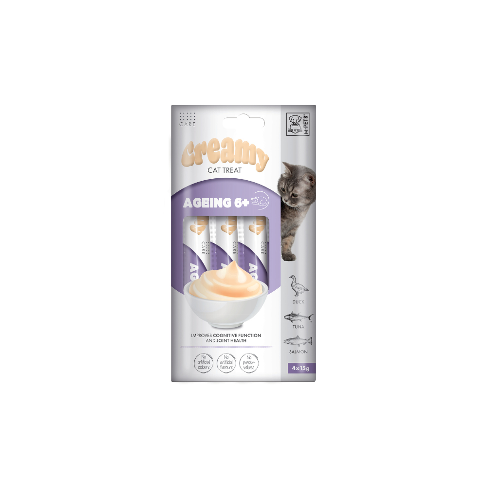 M-PETS Creamy with Functions – Cat treat – Ageing 6+ – Duck & Tuna & Salmon
