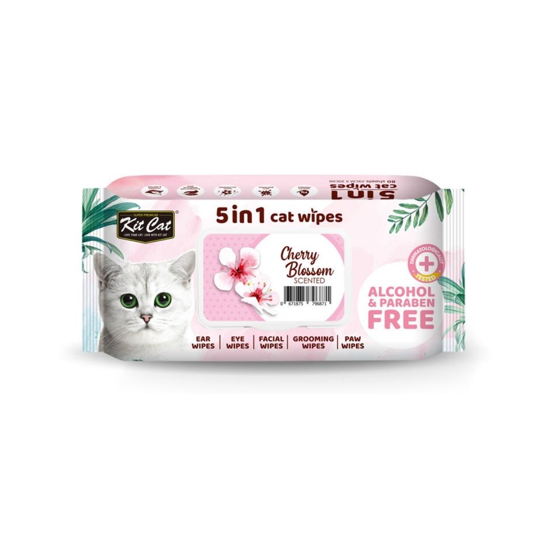 Kit Cat 5-In-1 Cat Wipes Cherry Blossom Scented Petz.ae