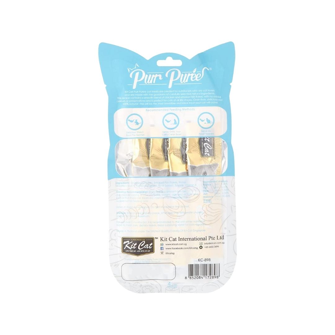 Kit Cat Puree Chicken & smoked Fish 4x15g Petz.ae Dubai Pet Store UAE