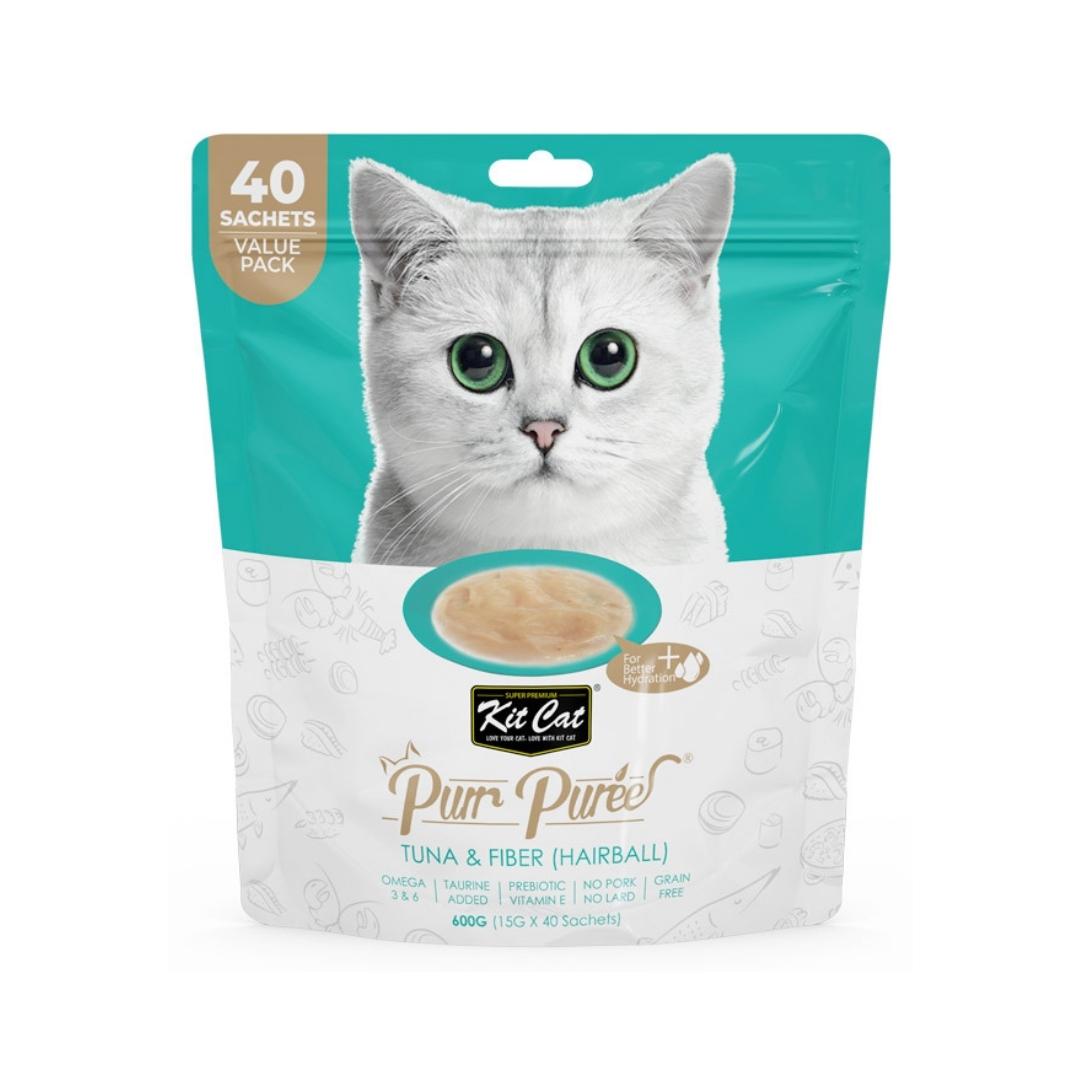 Kit Cat Purr Puree Value Pack – Tuna & Fiber (Hairball)40pcs/600g Petz.ae