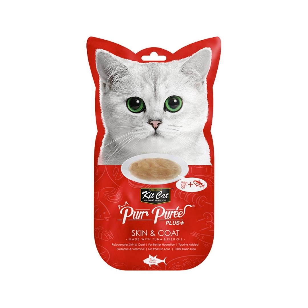 Kit Cat Purr Puree Plus+ Tuna & Fish Oil Skin & Coat 60g Petz.ae Dubai Pet Store UAE